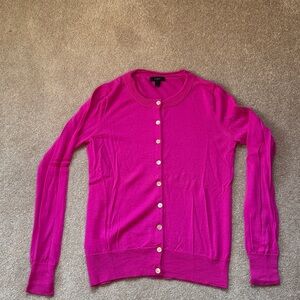Vibrant Pink Merino Wool Cardigan Sweater